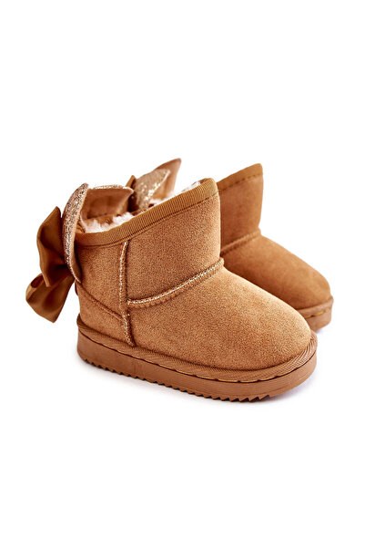 BOTO Girls' Warm Snow Boots With Bows Camel Meriva 27