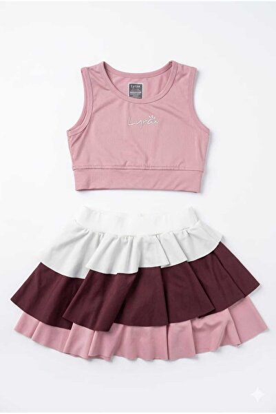 Beniizle Lyrax ανάγλυφο σορτς με φούστα Crop Girl's Sports Suit