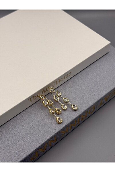 Luminos Butik Women's Gold Color Drop Stone Dangle Zircon Earrings