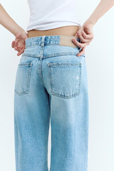 Pull & Bear Düşük bel yırtık straight fit jean