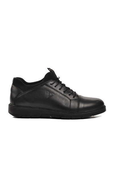 Voyager Black Genuine Leather Men's Casual Shoes