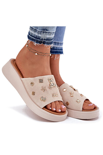 Vinceza Papuci de piele întoarsă cu ace 66741 bej 39