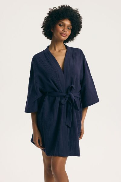 ESOTIQ Women's Muslin Bathrobe Dressing Gown House Robe 100% Cotton Kimono St...