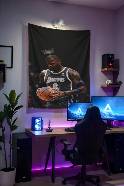 Halura غطاء حائط لكرة السلة من ليبرون جيمس NBA - قماش عالي الجودة، ديكور غرفة...