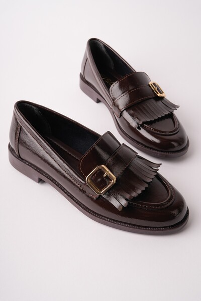 MUGGO Tassel Gold Buckled Tasseled Women's Casual Loafers Shoes