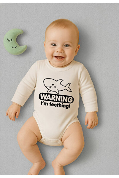 VODEXA بدلة أطفال مطبوعة بنسبة 100% قطن IM TEETHING