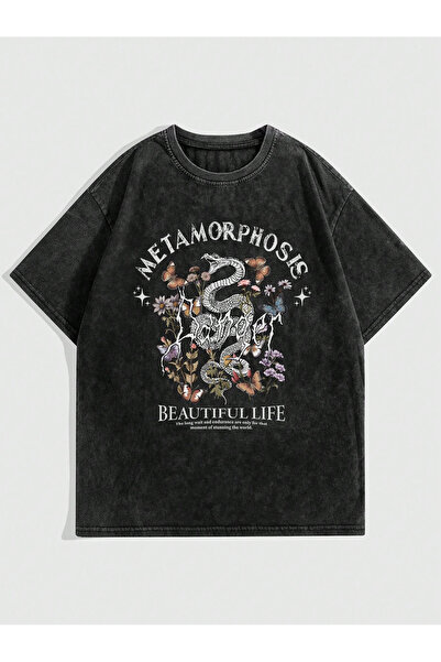 Touz Grafică Vintage Metamorphosis Lavabilă supradimensionat tricou