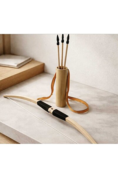 FEYSSHOP Ahşap Ok Yay Seti 60 Cm - Çocuklar İçin Doğal Ahşap Ok Yay Seti