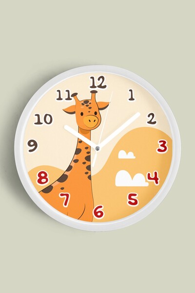 JHAAR Ceas de perete pentru camera copiilor cu design drăguț cu girafă - 30 c...
