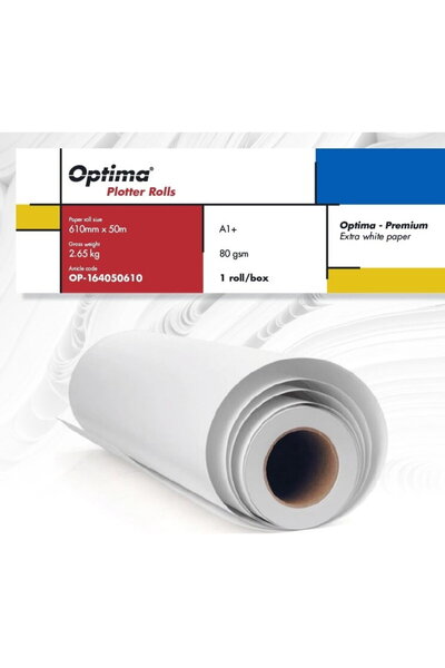 Optima Rolă plotter A1+, 80gr, 610mm x 50m, - Premium