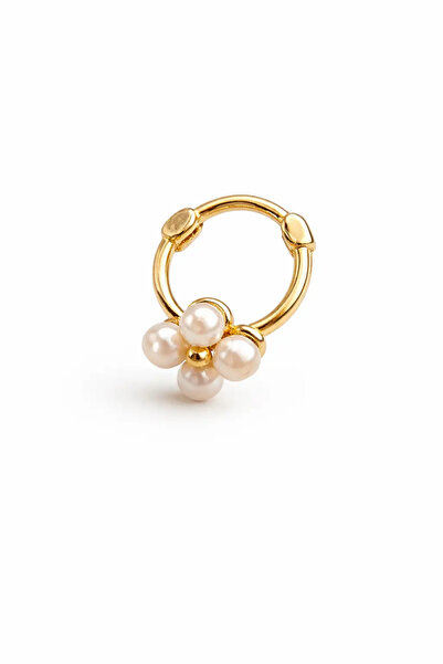 Astrolog Elvan İnci Detaylı Halka Piercing | 925 Ayar Gümüş Üzeri Altın Kaplama
