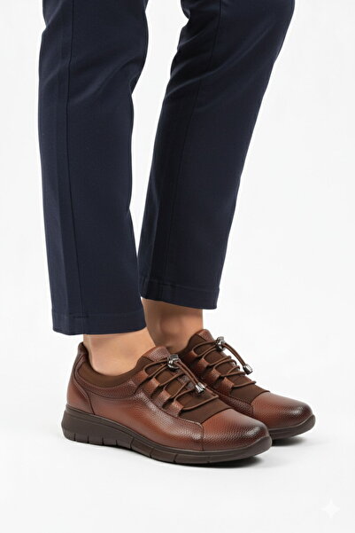 Aspor Tan Rubber Laced Women's Casual Shoes