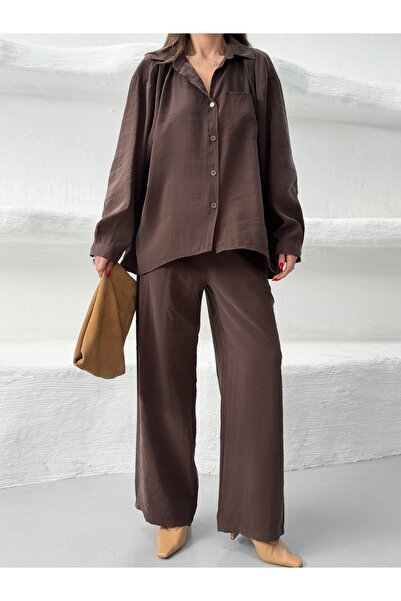 NEW JOURNAL Maro pentru femei cu buzunare Cupralı modal set din două piese FR...