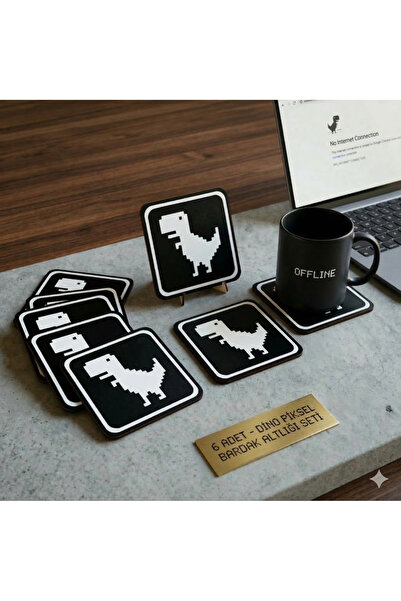 3D Layshop 6-Pack Advantage: "No Internet" Dinosaur Coasters - Office and Mee...