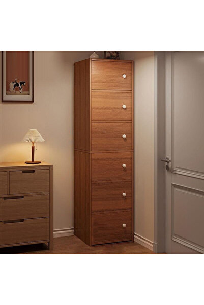 Vivendo Dulap de depozitare vertical cu 6 sertare, Maro