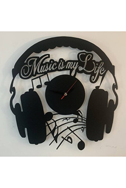 Vivatechnix Metal Wall Clock Krodesign Music is my Life, diameter 60 cm, black