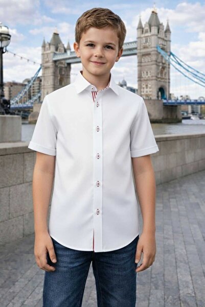 Louis Kids Striped School Short Sleeve Children's Shirt