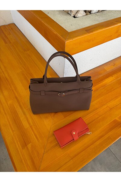 LEVA Acı kahve Süet el çantası