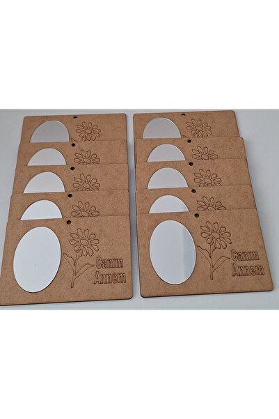 Ebrulisler 10'lu Ahşap Canım Annem Duvar Süsü Ayna Okul Kreş Aktivite Etkinli...