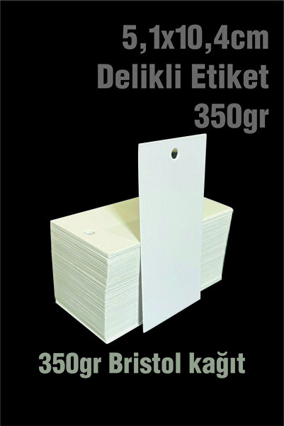 Spacepiks 100 Adet 350 gr Saf Beyaz Baskısız Delikli Etiket 5,1x10,4 Cm Boş Selefonsuz