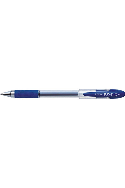 PENAC FX-1 Gel Pen, rubber grip, 0.7mm, metallic tip, transparent body - blue...