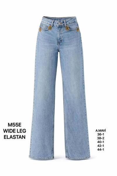 Miss Poem Γυναικείο παντελόνι τζιν A.Mavi Çiçek Με πέτρινα αξεσουάρ με φαρδιά...