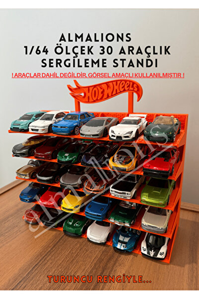 almalions 1/64 Scale Hw Logo Model Vehicle with Diecast Display Stand - Orange