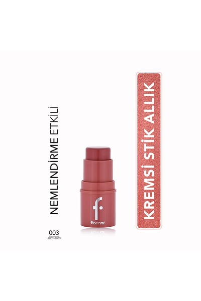 Flormar To Go Nemlendirici Etkili & Işıltılı Kremsi Stick Allık - 003 Rosy Bliss