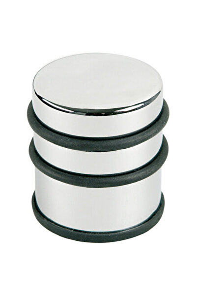 ALCO Dop de ușă metalic înalt, rotund, cu inel de cauciuc, design - argintiu