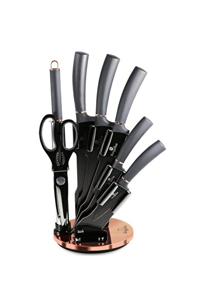 Berlinger Haus Knife set with stand BH 2566, 8 pieces, gray handle