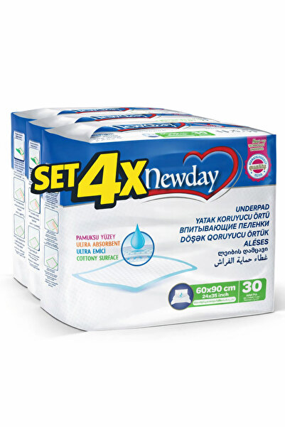 newday SET 4X ALEZE ABSORBANATE UNDERPAD (60X90 CM), 120 BUC./PACHET