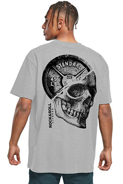 ROCKANDROLL Disk Kafa Oversized Gray Men's T-Shirt