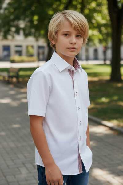 Louis Kids Pöti Checkered School Short Sleeve Children's Shirt