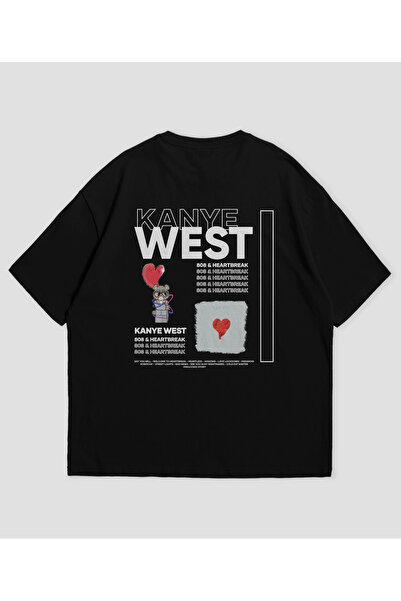 SVART WEAR تي شيرت كبير الحجم للجنسين بتصميم ألبوم 808 & Heartbreak من كاني ويست