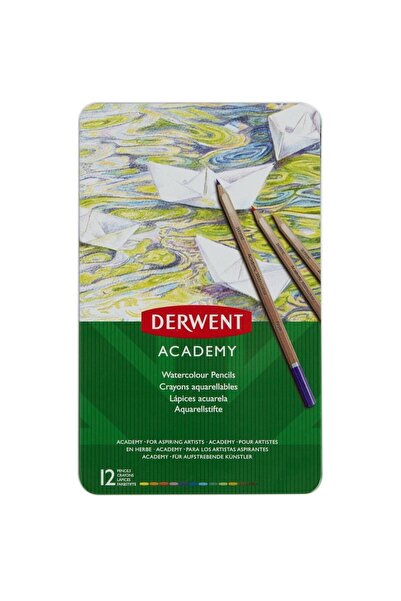 Derwent Academy Watercolor Pencils, Metal Box, 12 pcs/set, Various Colors