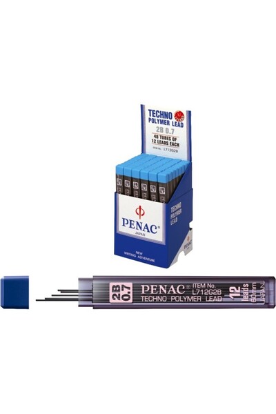 PENAC Mine de creion mecanic de 0,7 mm, set de 12, 2B