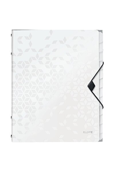 Leitz Dosar WOW cu divizoare, PP, A4, 12 divizoare, 200 de coli, alb