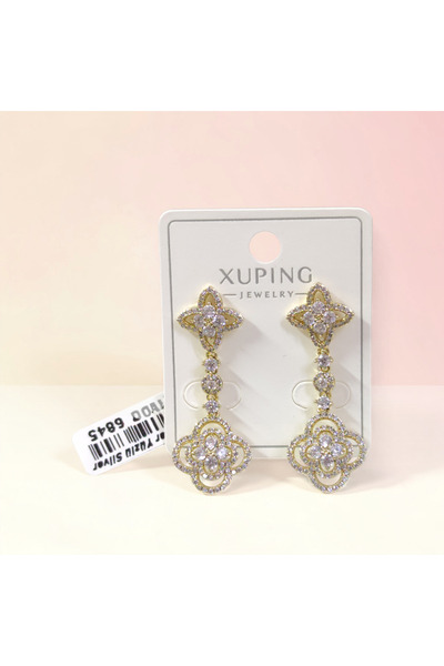 Güler Yüzlü Silver Xuping 4 cm Stone-Set Hanging Stud Earrings Gold