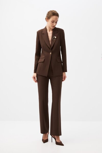 shnwomen Kahverengi Blazer Ceket Takım