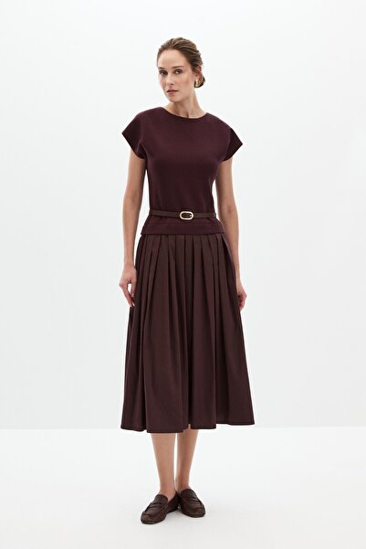 shnwomen Bordo Garnili Elbise