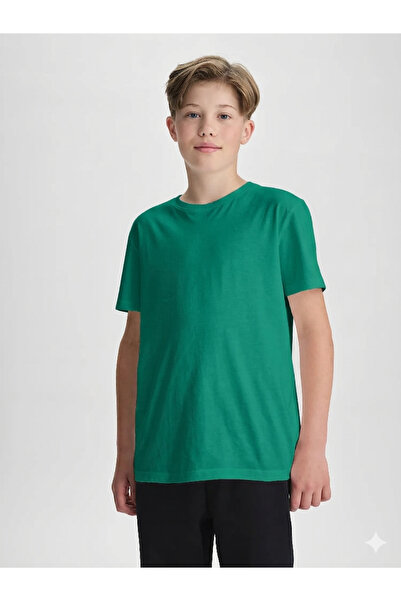 MERİCEY Unisex Παιδικό Πράσινο T-Shirt με λαιμόκοψη 100% Βαμβάκι Basic