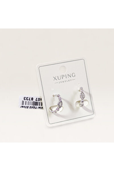 Güler Yüzlü Silver Xuping 10 mm Shuttle Stone Hoop Earrings White