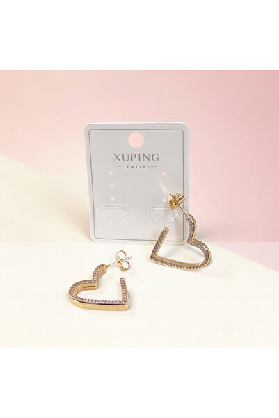 Güler Yüzlü Silver Xuping 20 mm Stone-Set Heart Stud Earrings Rose