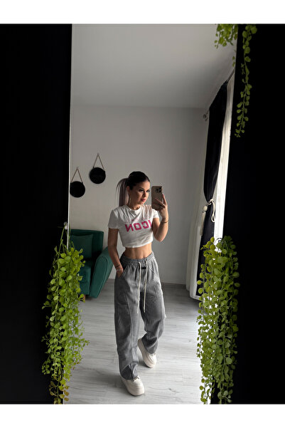 by SLA boutique Pantaloni Damă Casual Wide Leg cu Talie Elastică și Șnur jogger
