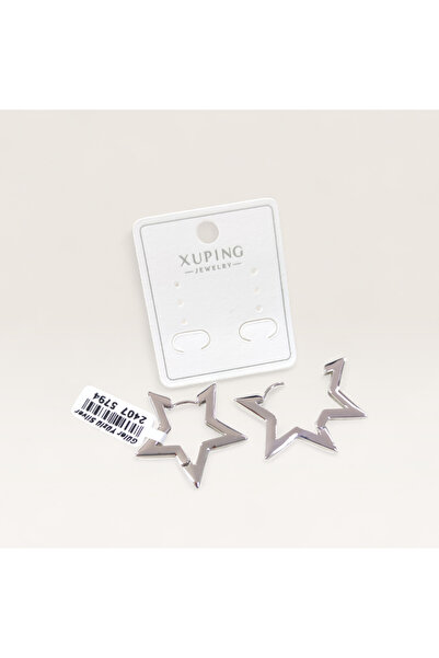 Güler Yüzlü Silver Xuping 15 mm Star Hoop Earrings White