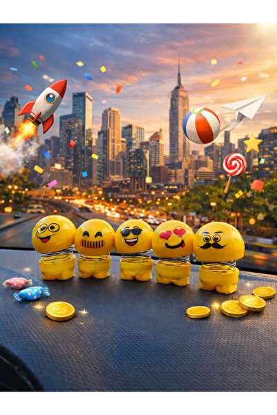ASTUNİNG Car Dashboard Emoji Head Bouncy Bobble 5 Pieces