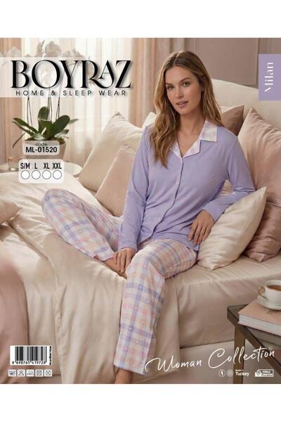 BEYAZTOPTAN Set de pijamale albe cu mânecă lungă pentru femei cu model - Set ...