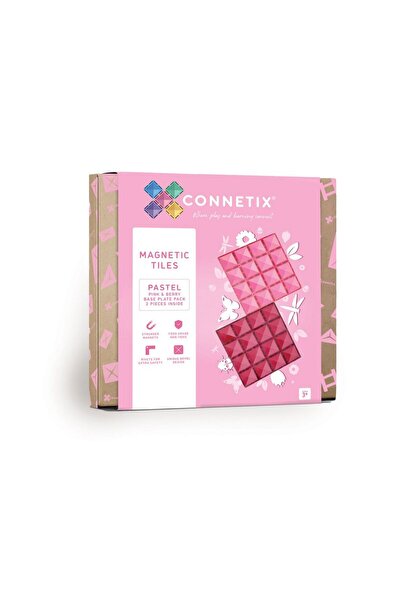 Connetix Set 2 plăci Base Plate, Pastel PINK&BERRY, Tiles, 3 ani+