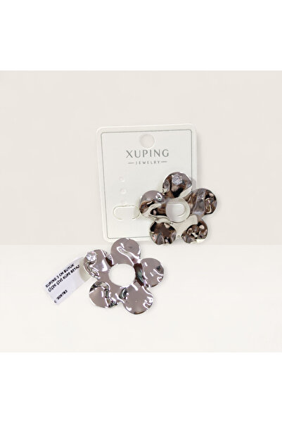 Güler Yüzlü Silver أقراط XUPING كبيرة الحجم على شكل زهرة بيضاء مقاس 3 سم