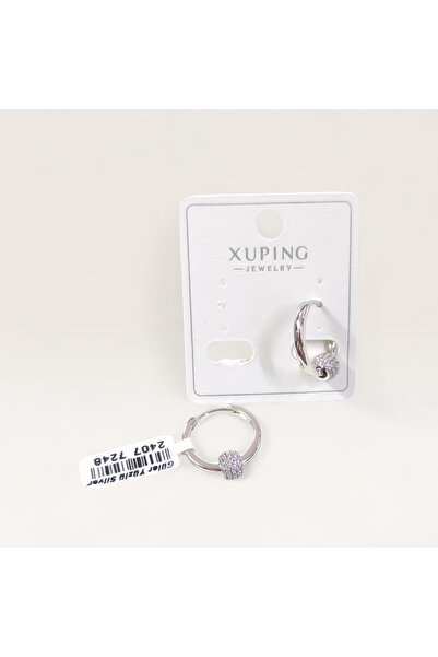 Güler Yüzlü Silver Xuping 15 mm Top Stone Hoop Earrings White